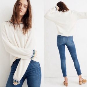 Madewell Rainbow Trim Gladwell Balloon sleeve pullover sweater size: XL